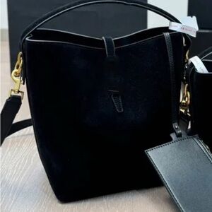 Saint Laurent | Le 37 Bucket Bag in Black Brushed Suede